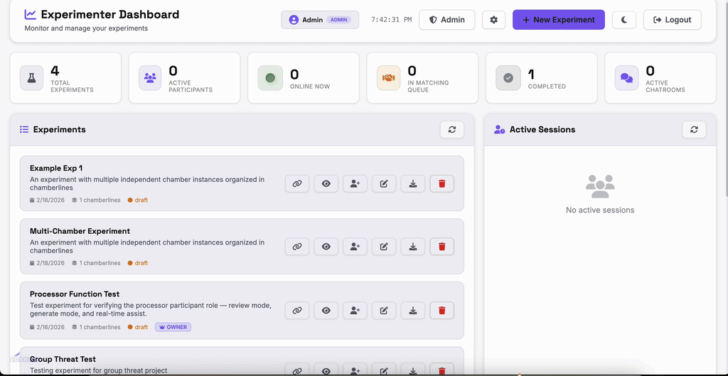 Data export — selecting format and scope, downloading experiment data