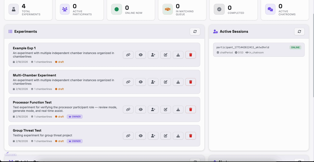 Live monitoring — filtering participants, watching real-time status updates
