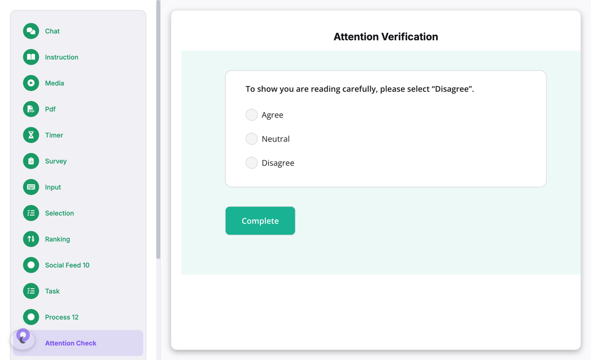 The attention-check segment as a participant sees it.