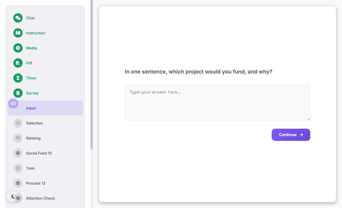 The input segment as a participant sees it.