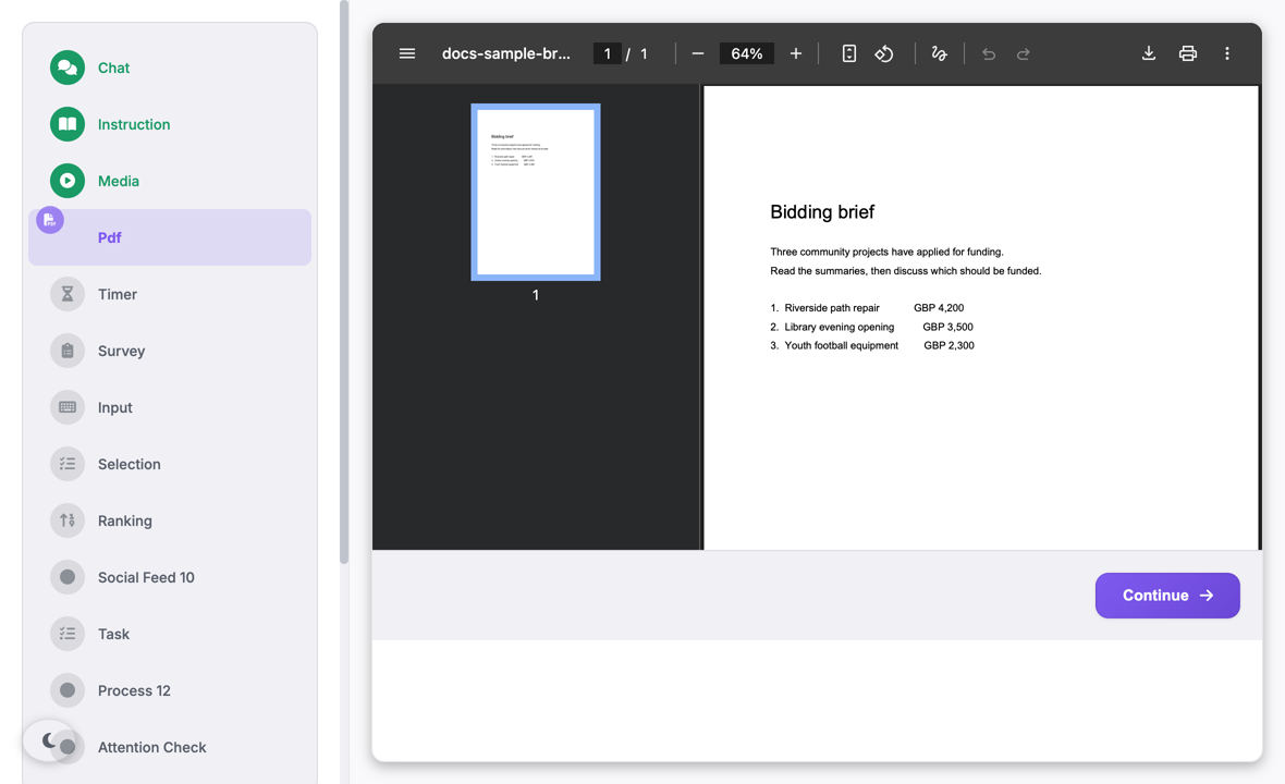 The PDF segment as a participant sees it.