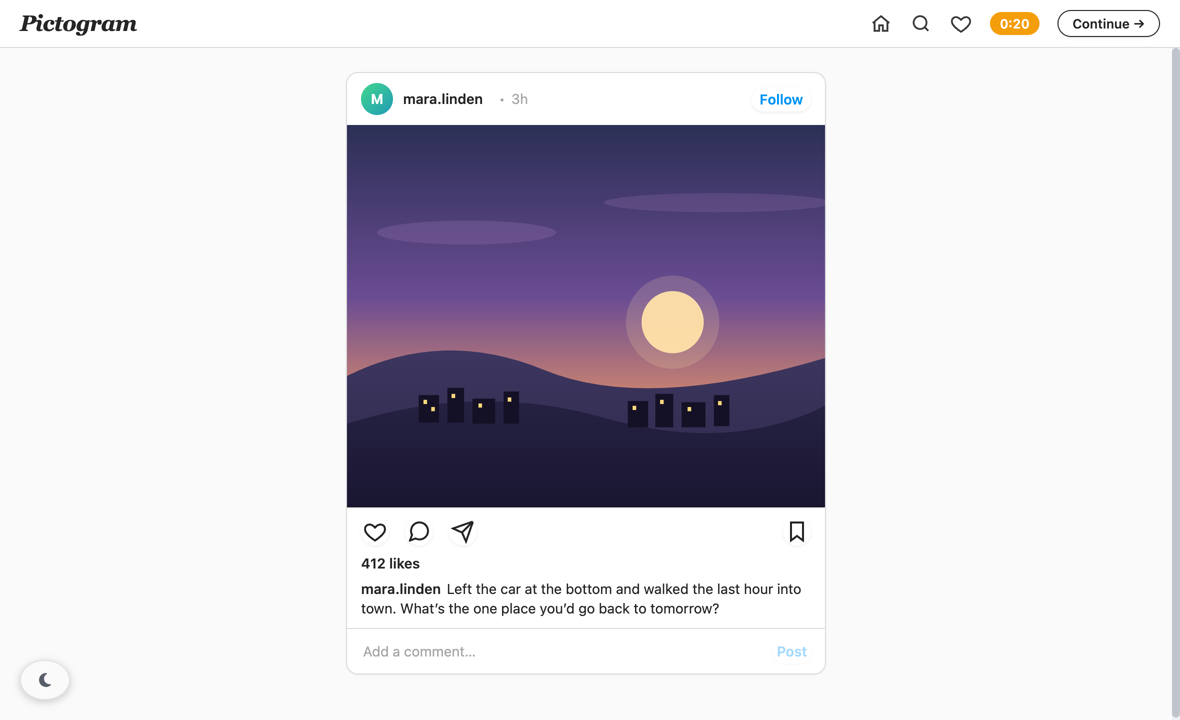 The social feed segment as a participant sees it.