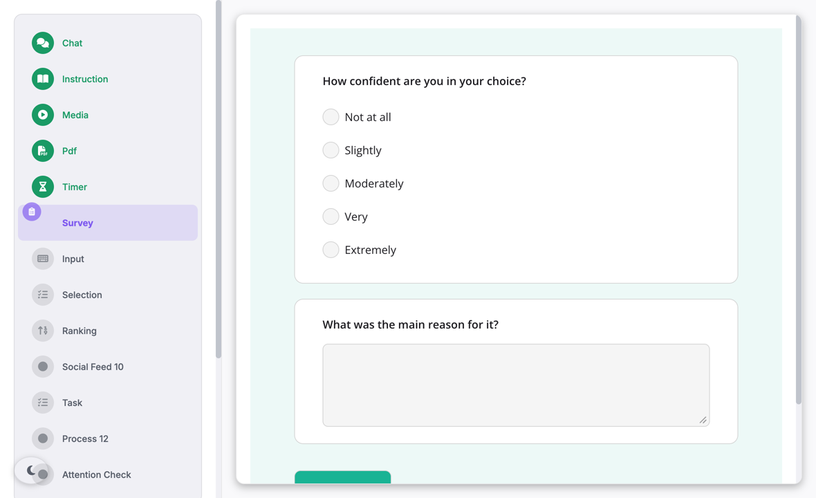 The survey segment as a participant sees it.