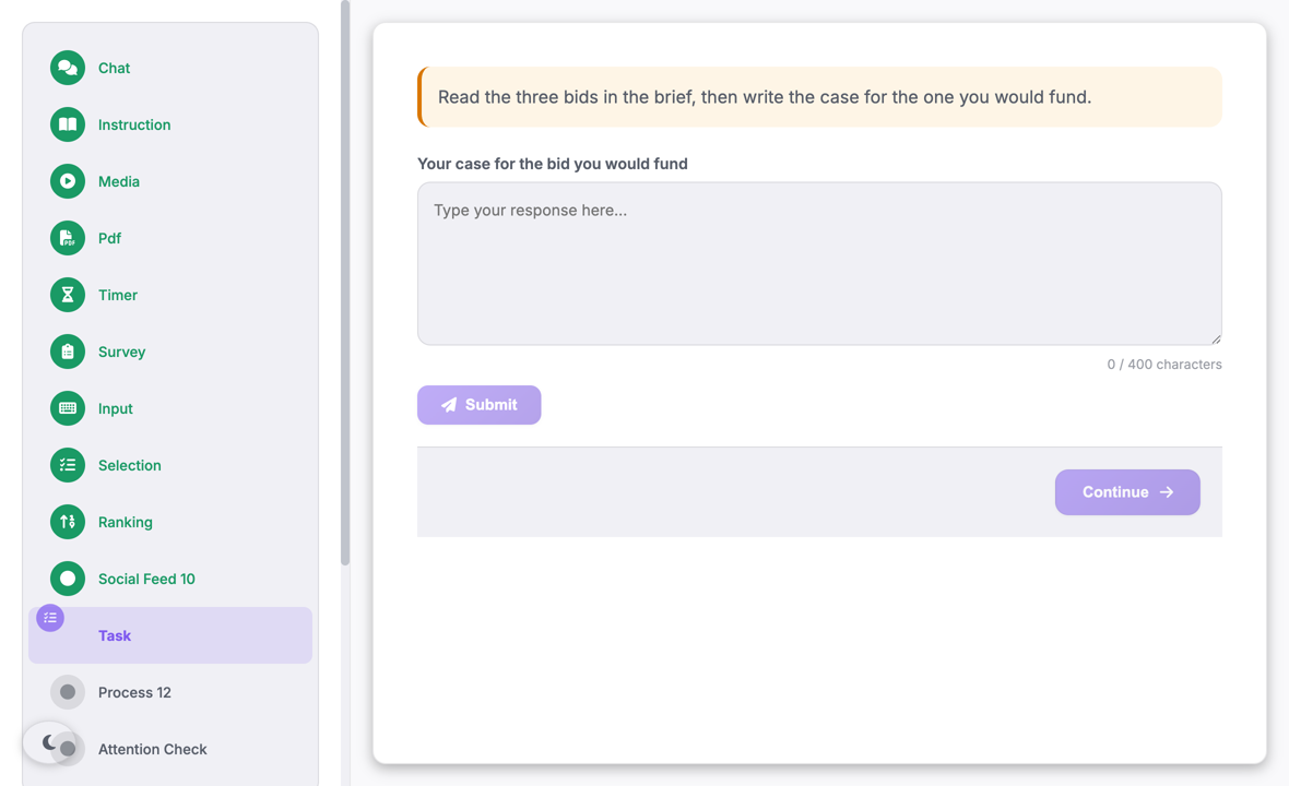 The task segment as a participant sees it.