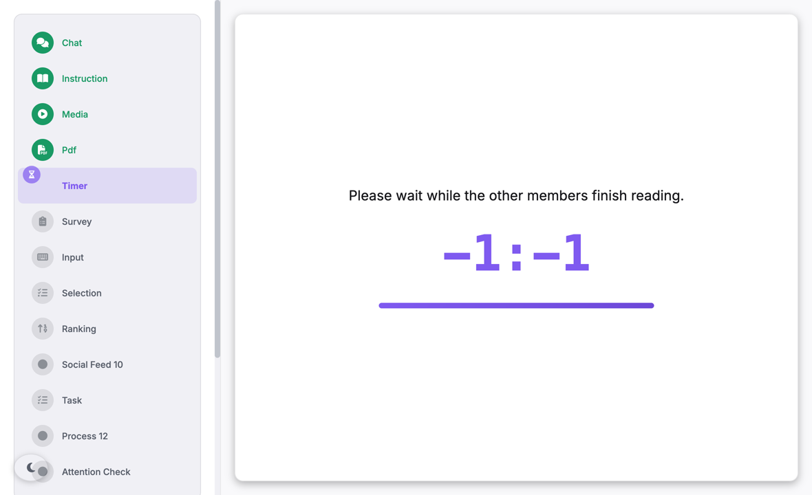 The timer segment as a participant sees it.